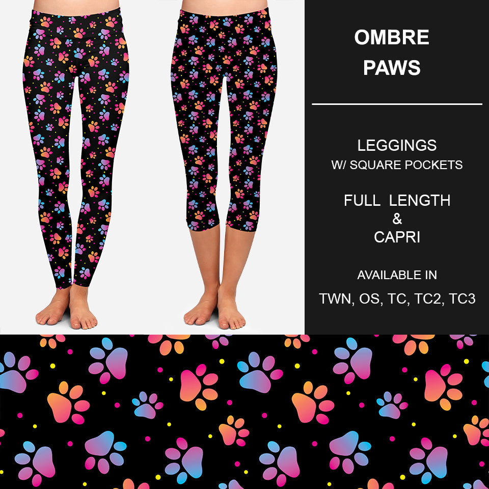 RTS - Ombre Paws Leggings w/ Pockets