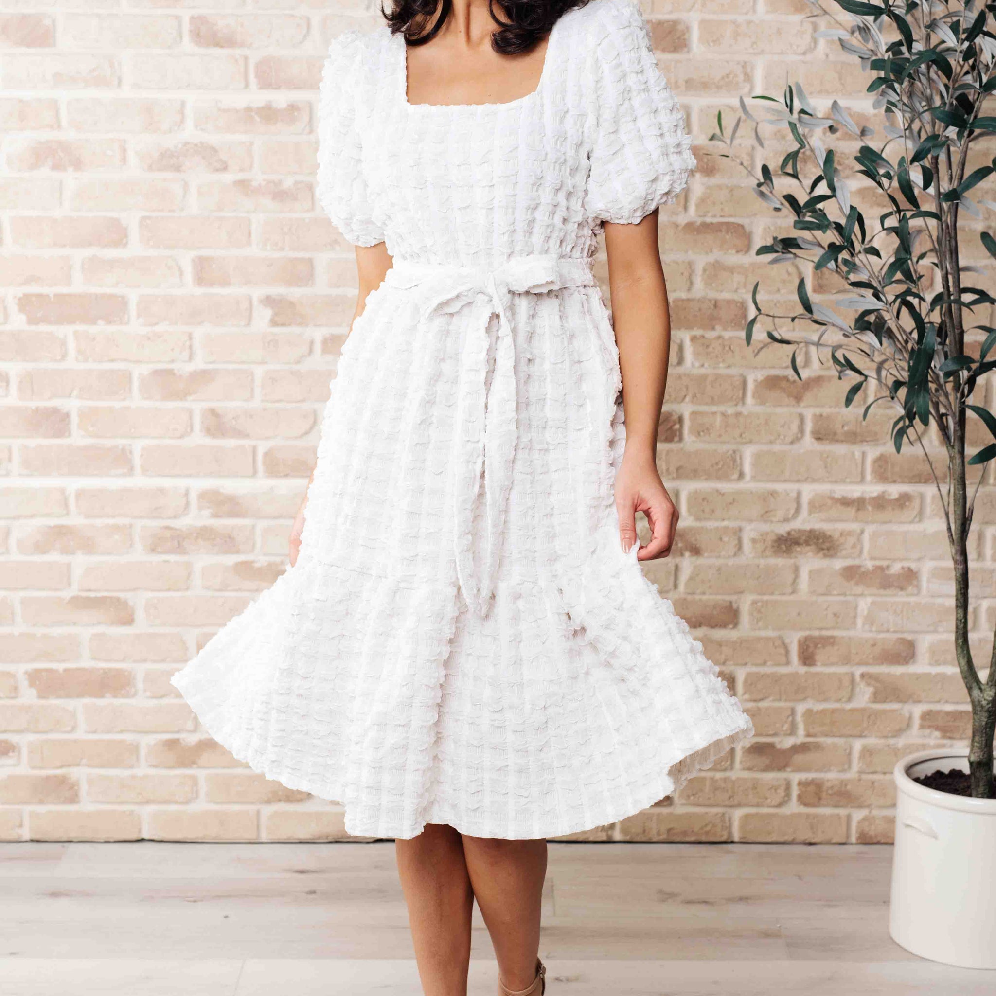 On Cloud Nine Bubble Midi Dress