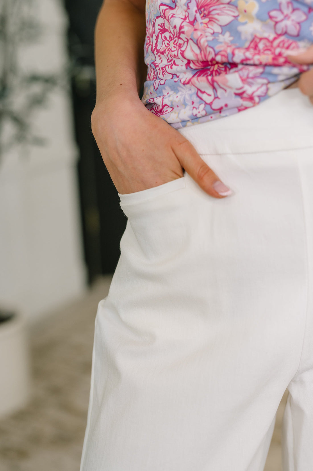 Only Pair High Waisted Wide Leg Bottoms in Off White