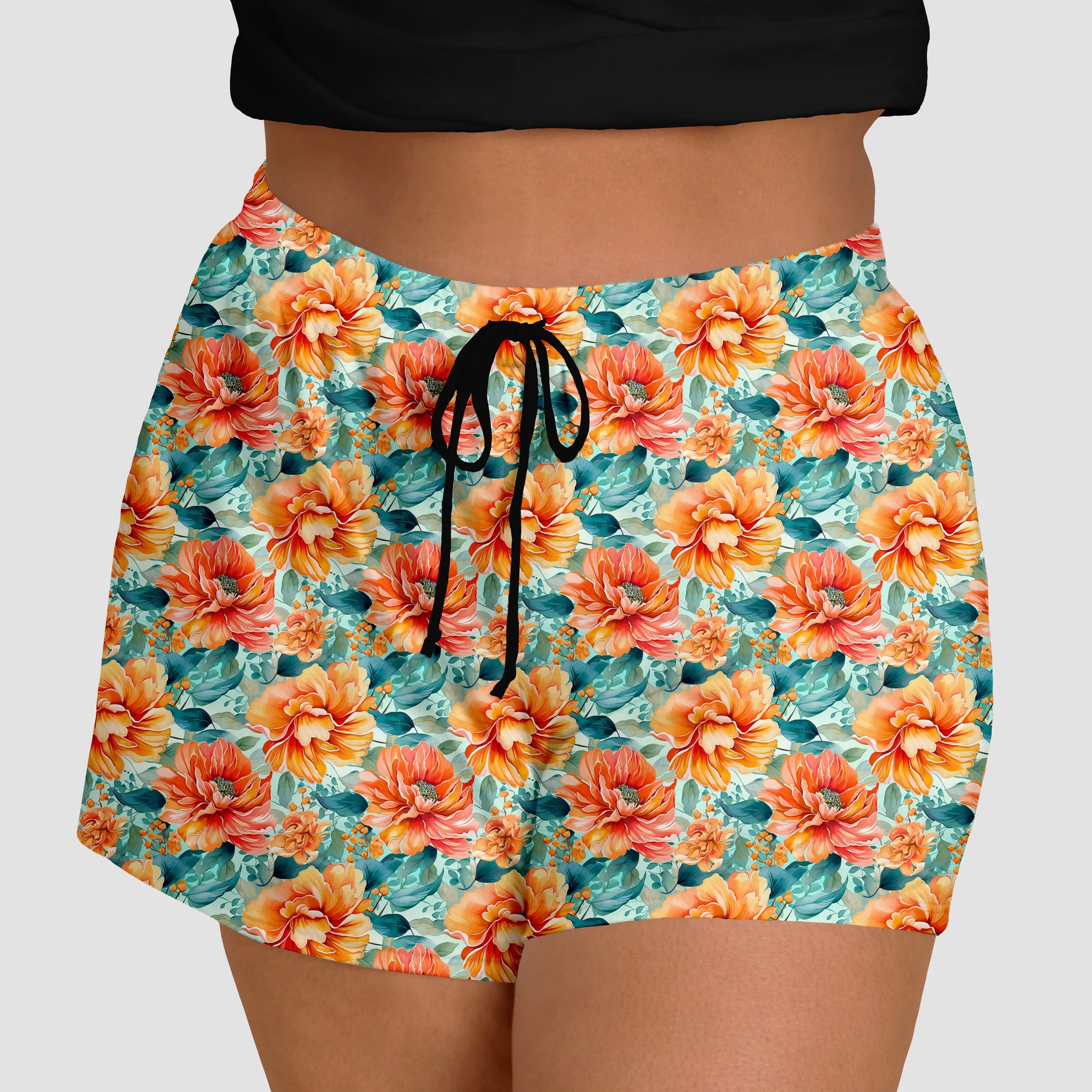 RTS - Orange Blooms Jogger Shorts