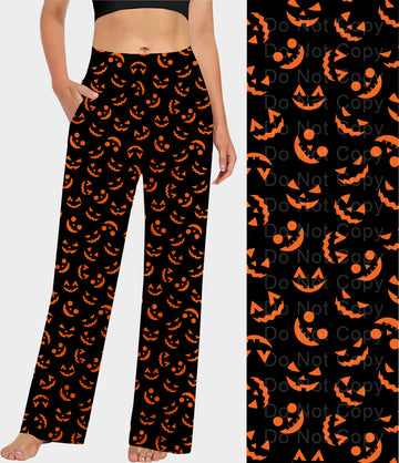 RTS - Orange Pumpkin Faces Lounge Pants