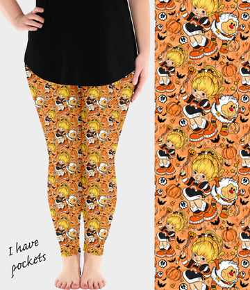 RTS - Orange Rainbow Leggings w/ Pockets