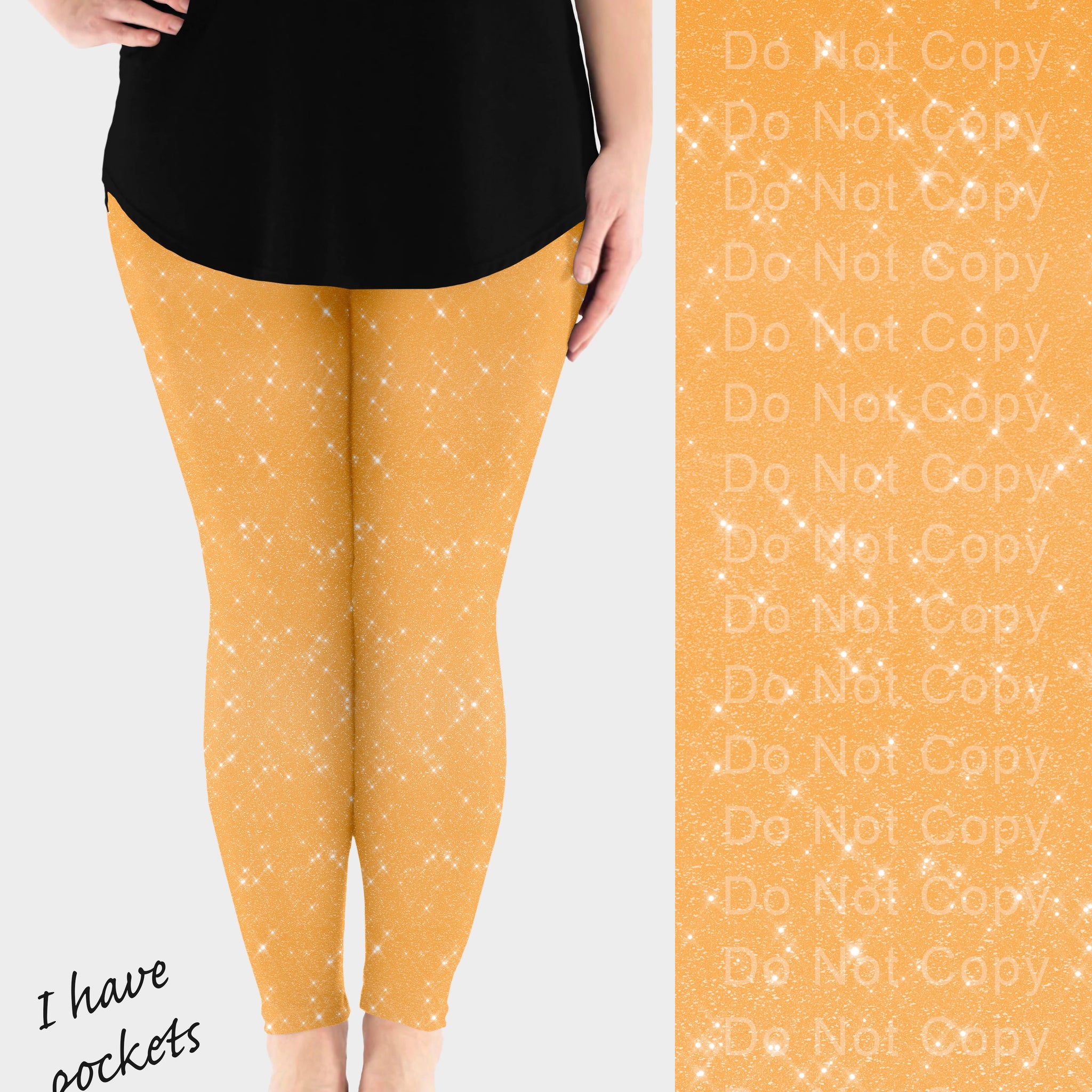 RTS - Orange Sparkle Leggings w/ Pockets