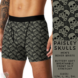 Ready To Ship - Paisley Skulls Men's Boxer Briefs - L