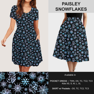 B183 - Preorder Paisley Snowflakes Dress/Skirt with Pockets (Closes 10/02. ETA: early Dec)