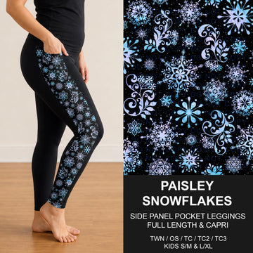 B312 - Preorder Paisley Snowflakes Side Panel Pocket Leggings (Closes 9/13. ETA: mid Nov.)