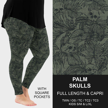 B296 - Preorder Palm Skulls Leggings w/ Pockets (Closes 6/21. ETA: late Aug.)