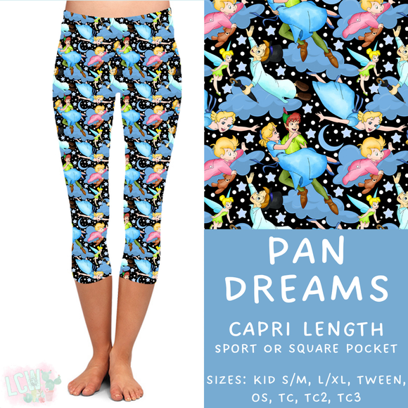 Ready to Ship - Pan Dreams Capri Length Leggings - OS & TC2 Square Pocket