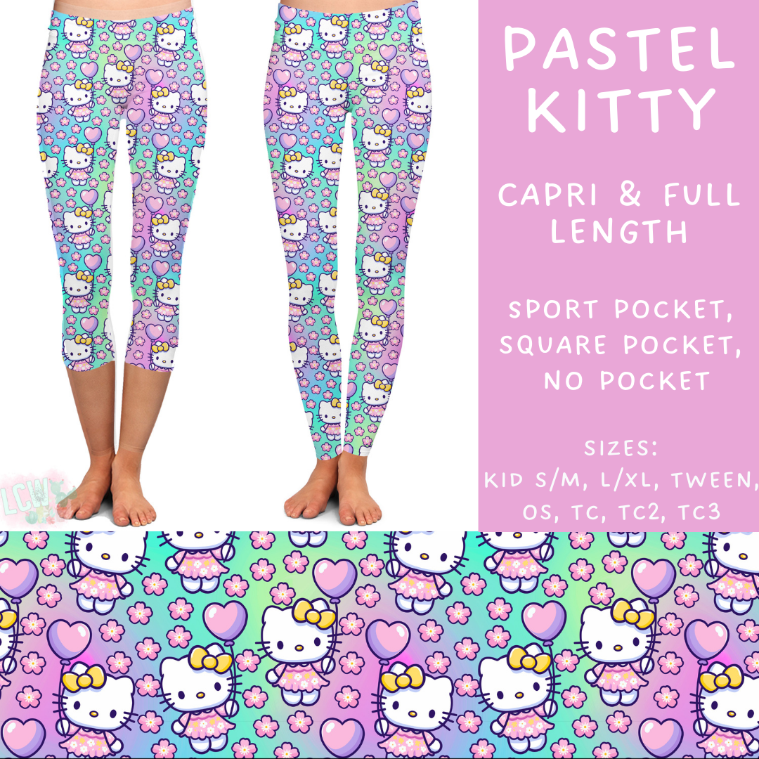 Batch #247 - Cool Characters 6 - Closes 12/2 - ETA late Jan - Pastel Kitty Full and Capri Length Leggings