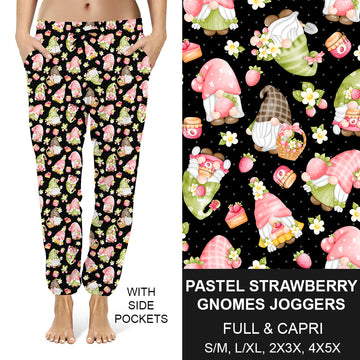 RTS - Pastel Strawberry Gnomes Capri Joggers