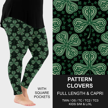 B268 - Preorder Pattern Clovers Leggings w/ Pockets (Closes 12/28. ETA: mid Feb.)