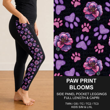 B309 - Preorder Paw Print Blooms Side Panel Pocket Leggings (Closes 8/23. ETA: late Oct.)