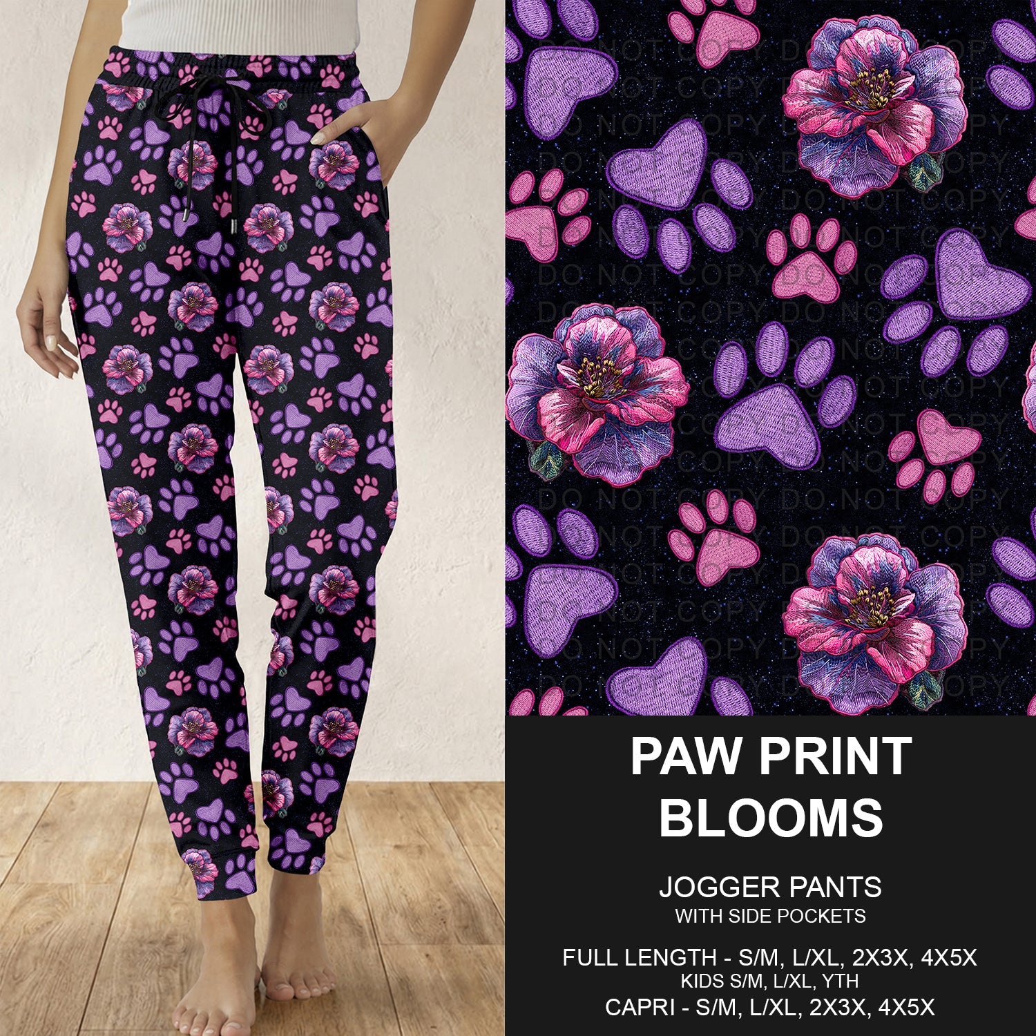 B309 - Preorder Paw Print Blooms Joggers (Closes 8/23. ETA: late Oct.)
