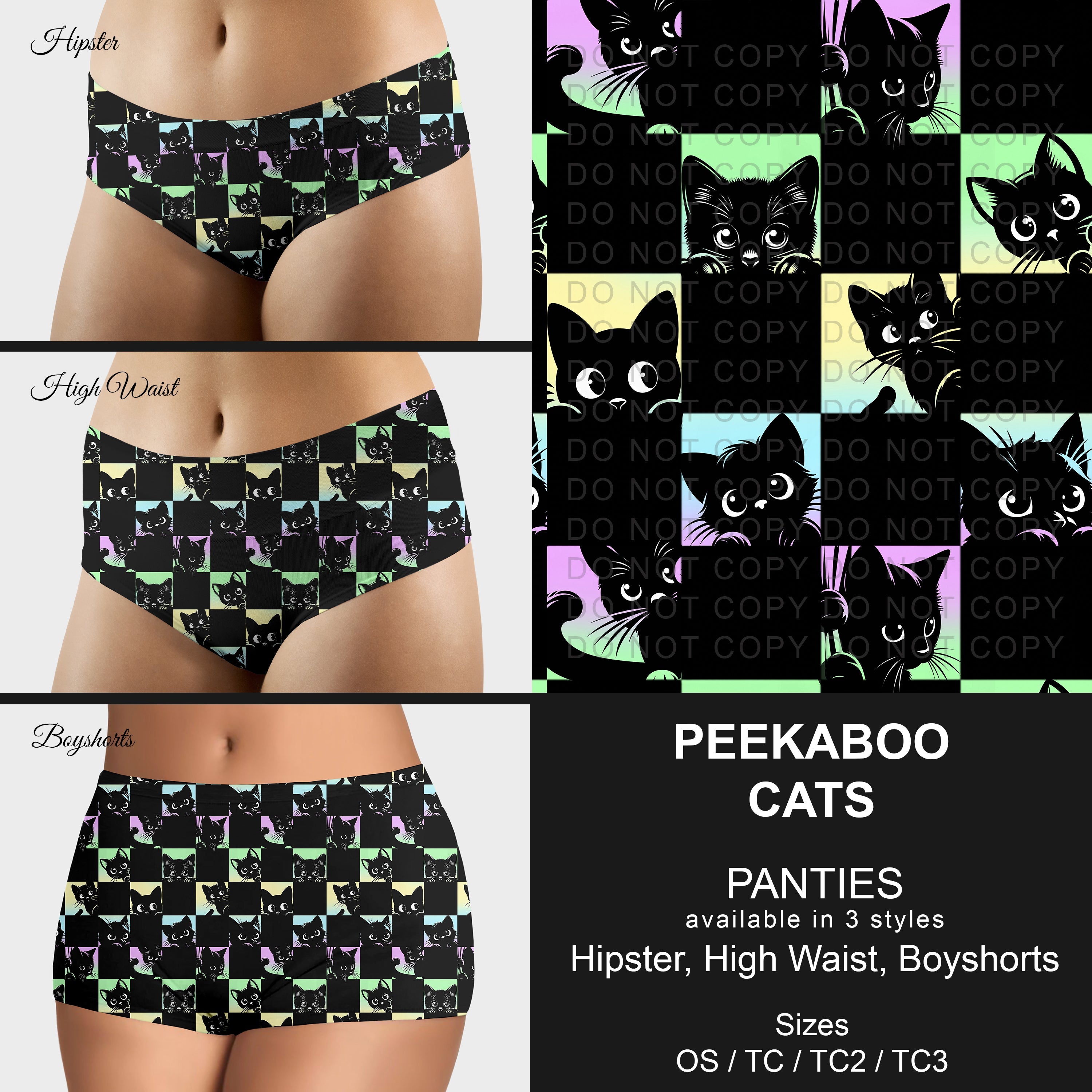 B306 - Preorder Peekaboo Cats Panties (Closes 8/07. ETA mid October)