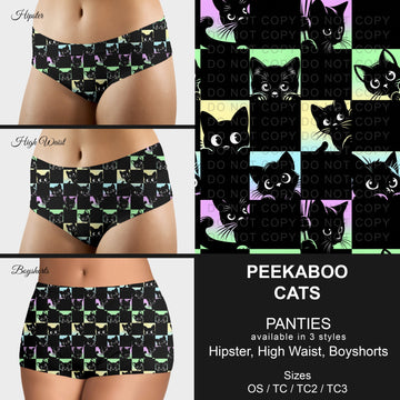 B306 - Preorder Peekaboo Cats Panties (Closes 8/07. ETA mid October)