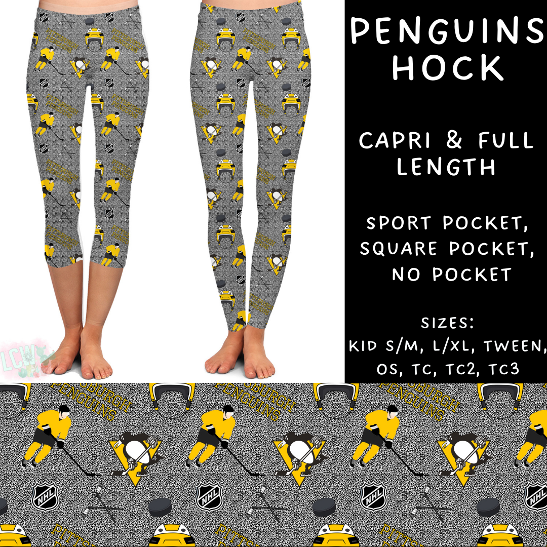 Batch #243 - Hockey - Closes 11/25 - ETA mid Jan - Penguins Hock Full and Capri Length Leggings