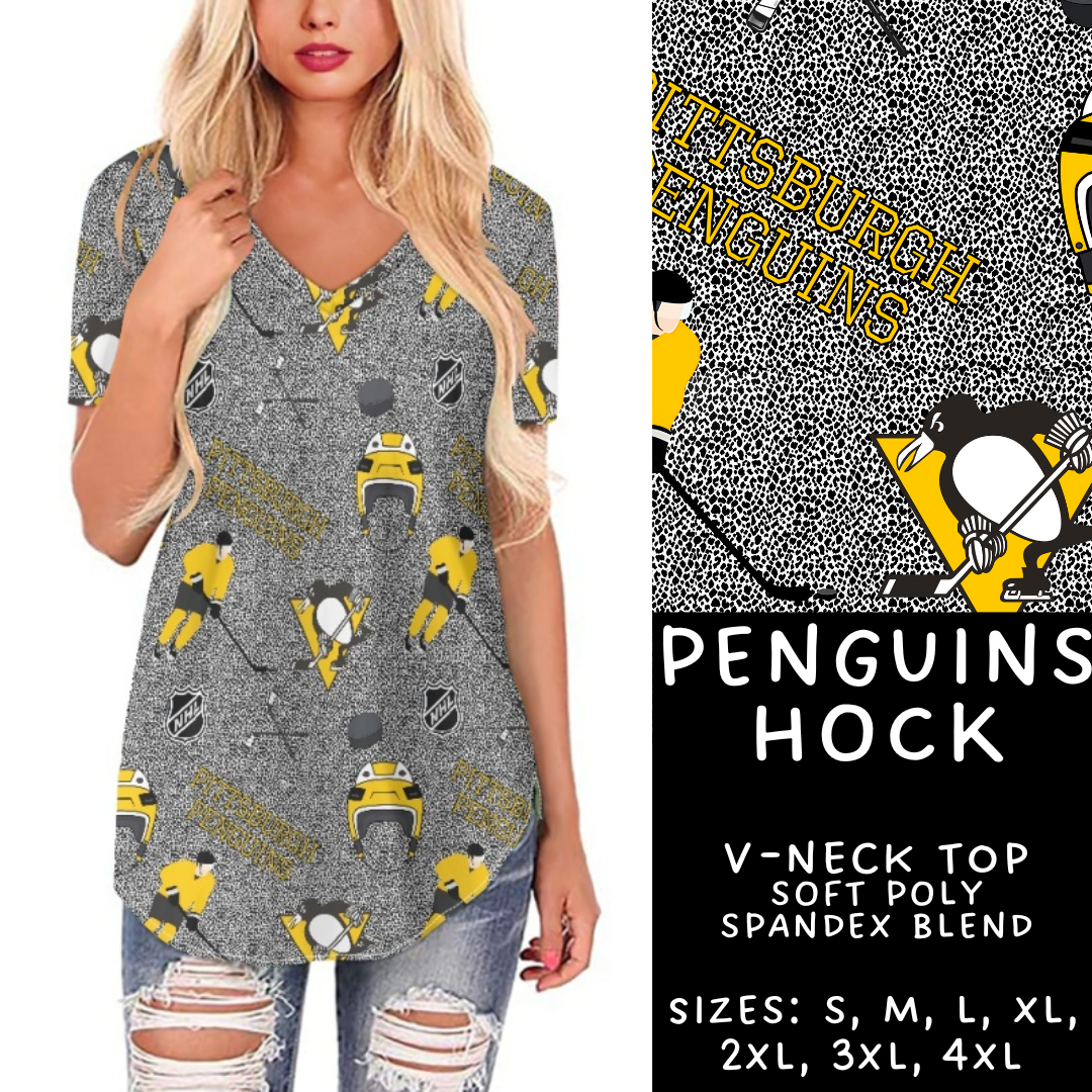 Batch #243 - Hockey - Closes 11/25 - ETA mid Jan - Penguins Hock V-Neck Tee