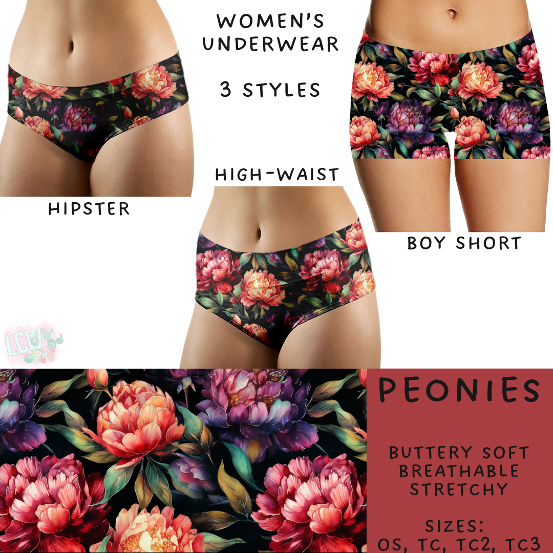 Batch #244 - Comfortable Underwear 2 - Closes 11/27 - ETA mid/late Jan - Peonies Women's Underwear