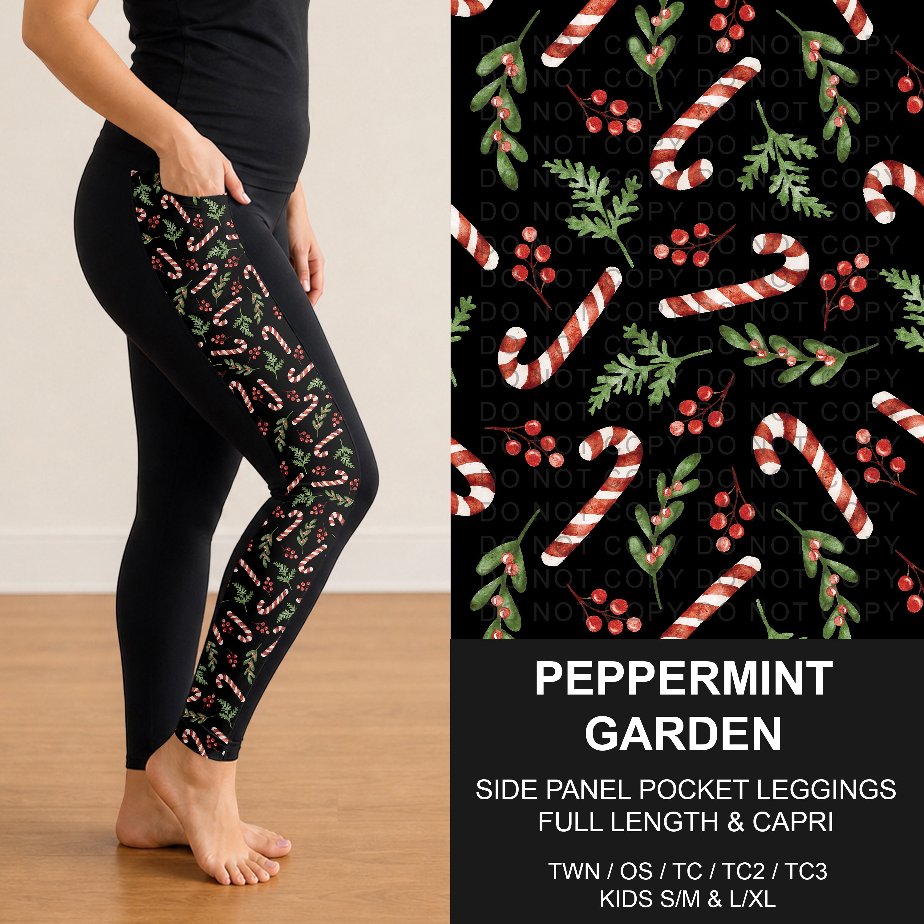 B303 - Preorder Peppermint Garden Side Panel Pocket Leggings (Closes 7/26. ETA: early Oct.)
