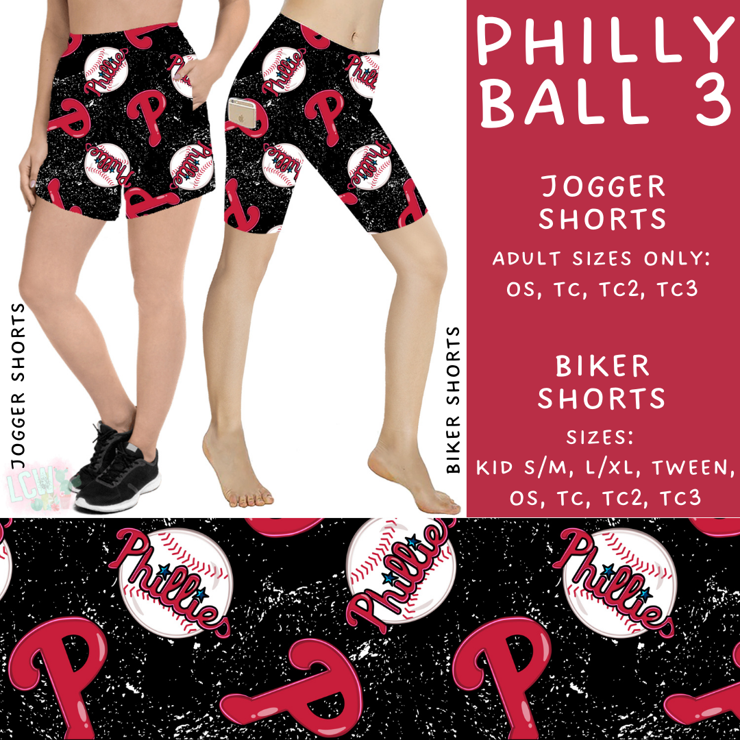 Batch #343 - Home Run Collection - Closes 5/22 - ETA mid July - Philly Ball 3 Biker & Jogger Shorts