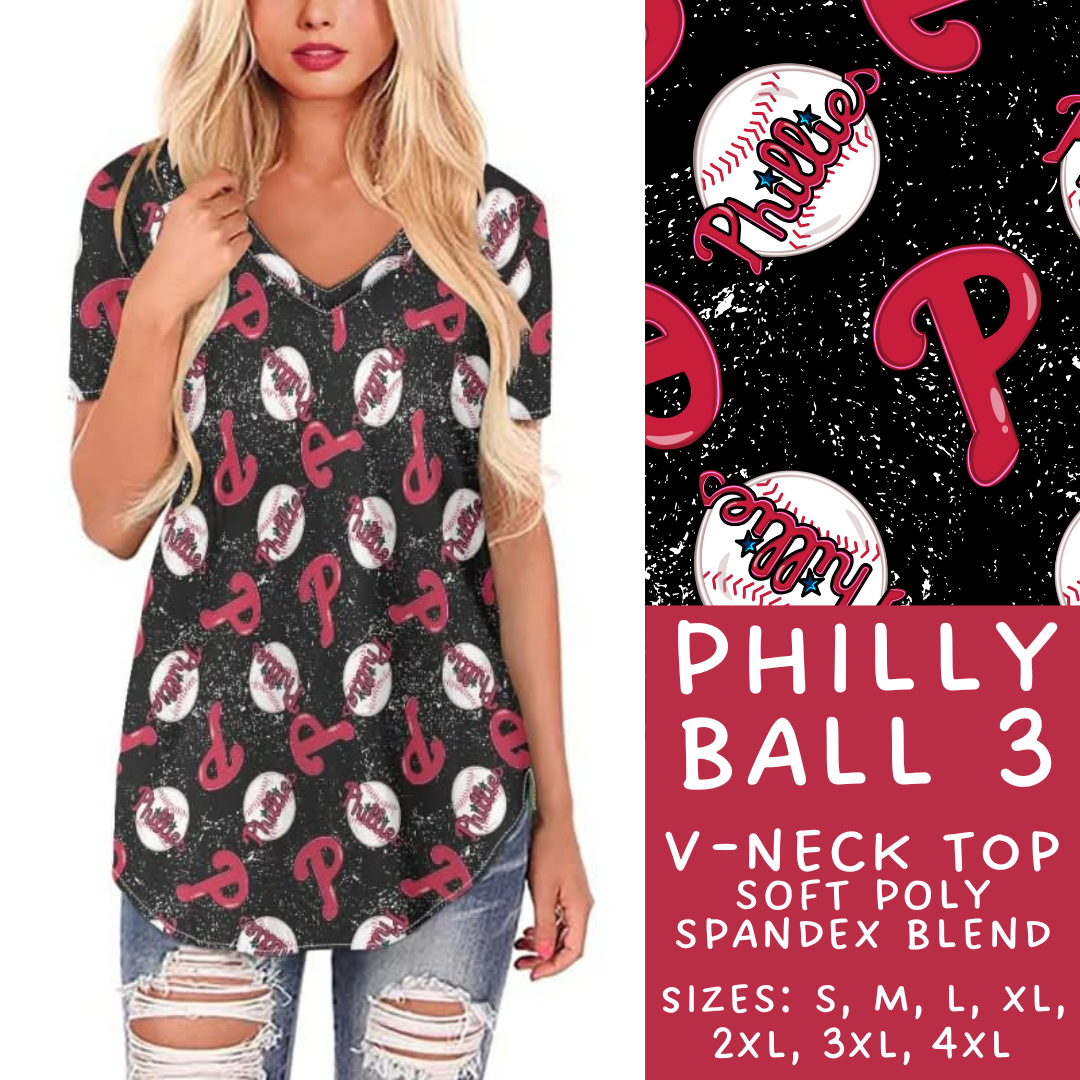 Batch #343 - Home Run Collection - Closes 5/22 - ETA mid July - Philly Ball 3 V-Neck Tee