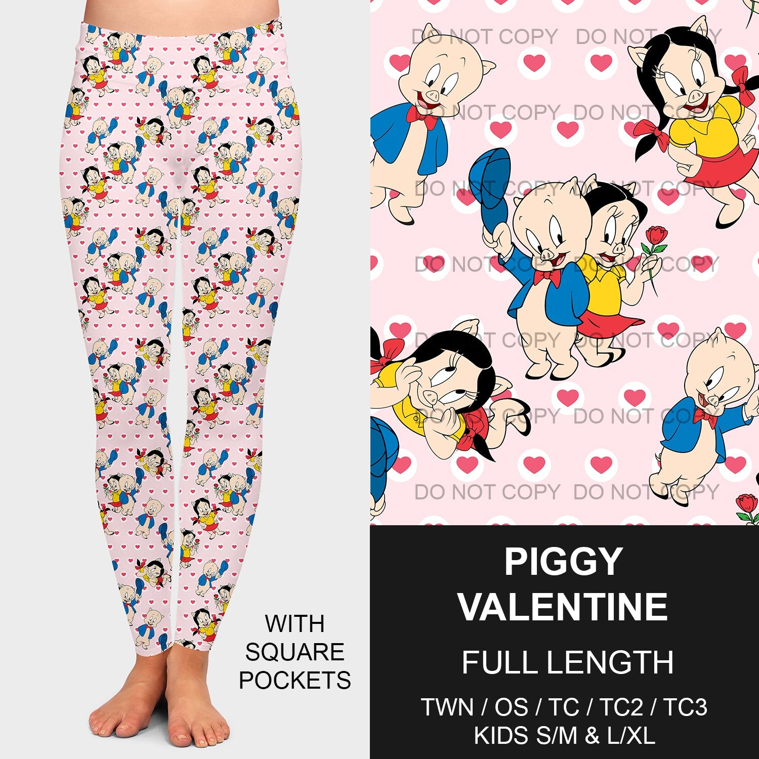 B196 - Preorder Piggy Valentine Leggings w/ Pockets (Closes 11/24. ETA late Jan.)