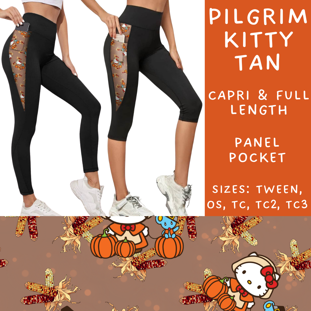 Batch #214 - Character Fall Sets - Closes 10/9 - ETA mid Nov - Pilgrim Kitty Tan Panel Pocket Full and Capri Length Leggings