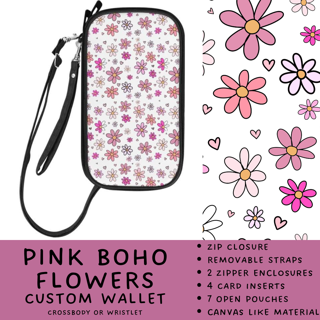 Batch #245 - The Crossbody Wallet - Closes 11/29 - ETA mid Jan - Pink Boho Flowers Crossbody Wallet