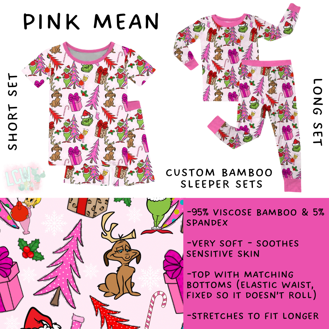 Batch #438 - Little Dreamers Christmas 2 - Closes 10/29 - ETA early Dec - Pink Mean Bamboo Short and Long Sleeper Set