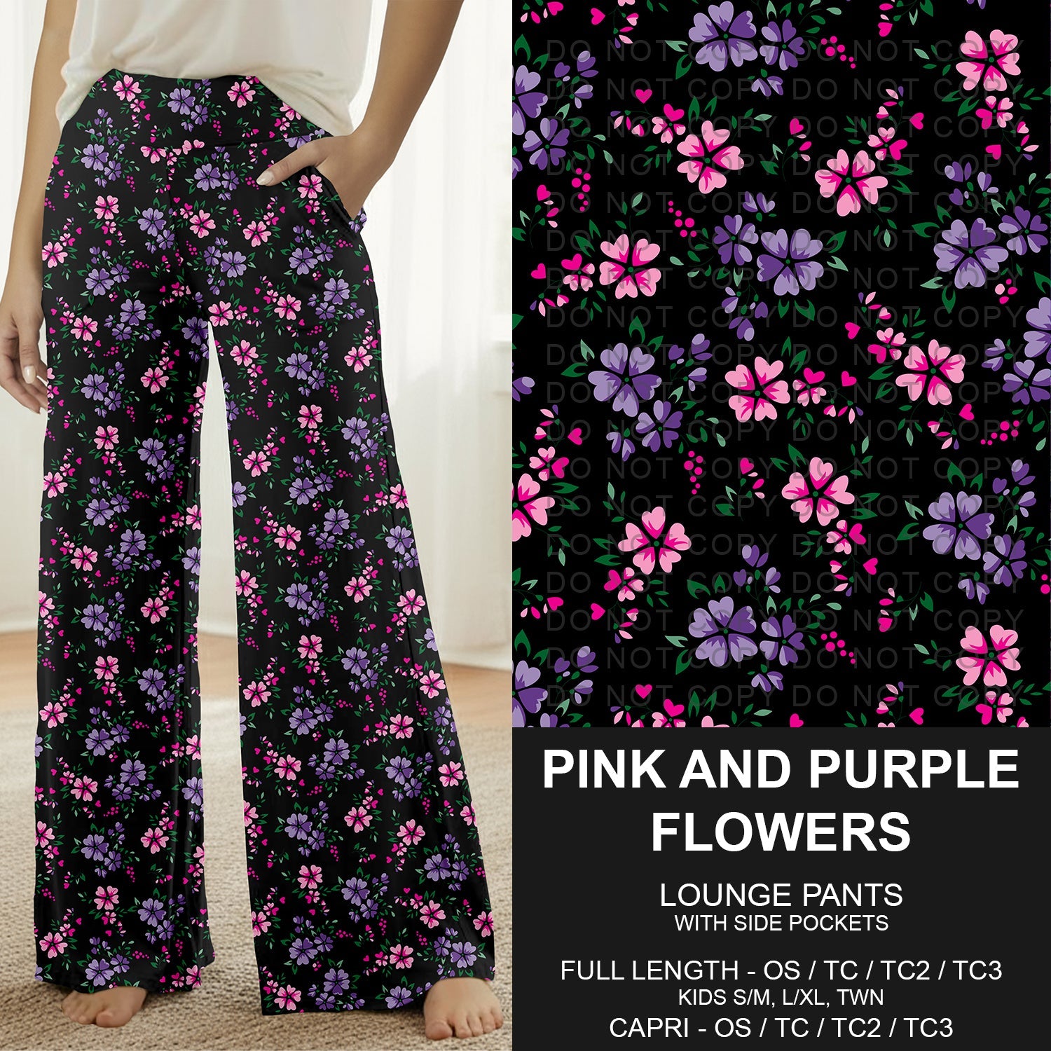 B292 - Preorder Pink and Purple Flowers Lounge Pants (Closes 5/24. ETA: late July)