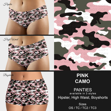 B306 - Preorder Pink Camo Panties (Closes 8/07. ETA mid October)