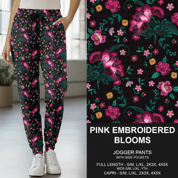 B277 - Preorder Pink Embroidered Blooms Joggers (Closes 3/08. ETA: mid May)