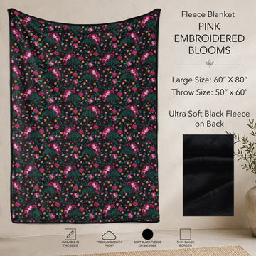 B304 - Pre-Order Pink Embroidered Blooms Fleece Blanket (Closes 7/31. ETA: early Oct)