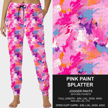 B228- Preorder Pink Paint Splatter Joggers (Closes 5/11. ETA: late July)