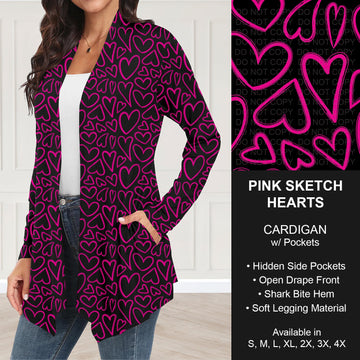 B263 - Preorder Pink Sketch Hearts Cardigan w/ Pockets (Closes 11/30. ETA: late Jan.)
