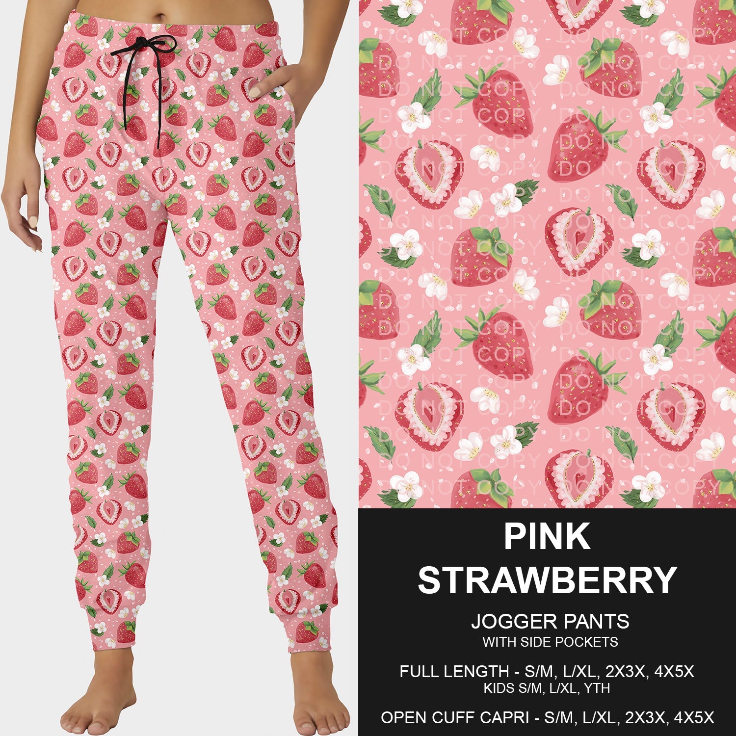 B229- Preorder Pink Strawberry Joggers (Closes 5/18. ETA: late July)