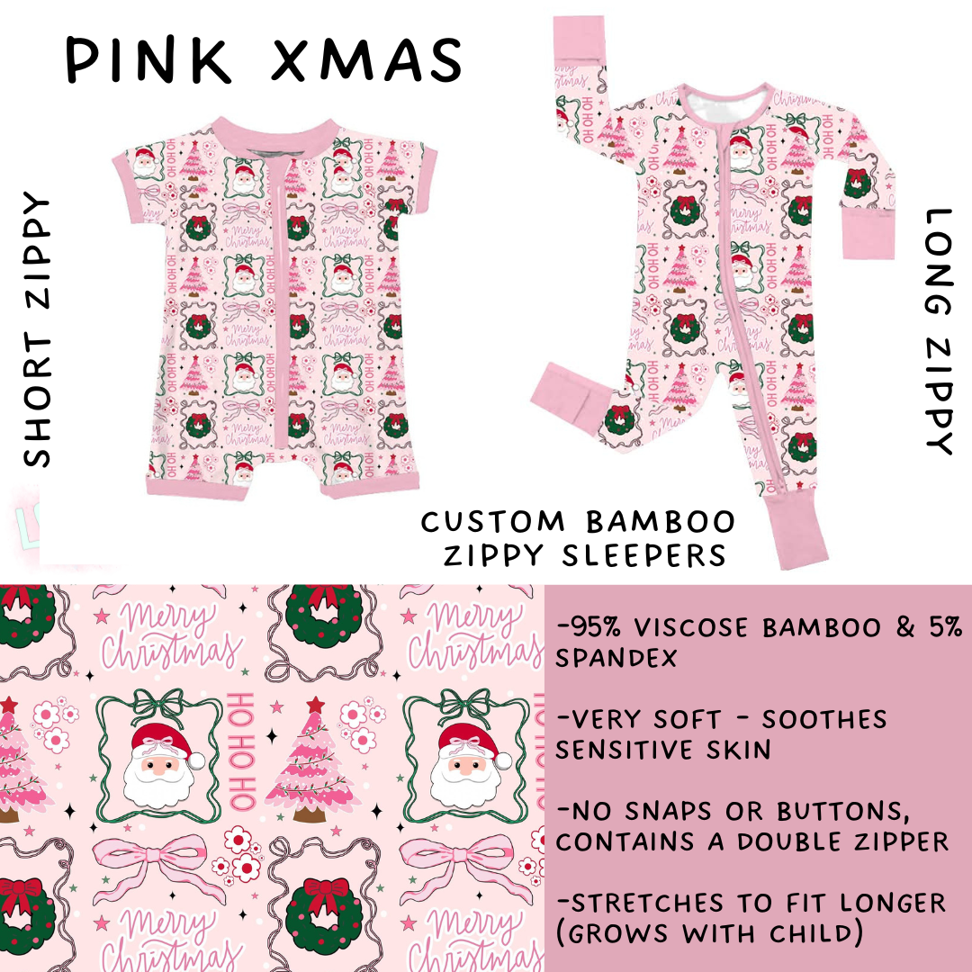 Batch #438 - Little Dreamers Christmas 2 - Closes 10/29 - ETA early Dec - Pink Xmas Short and Long Zippy Sleeper