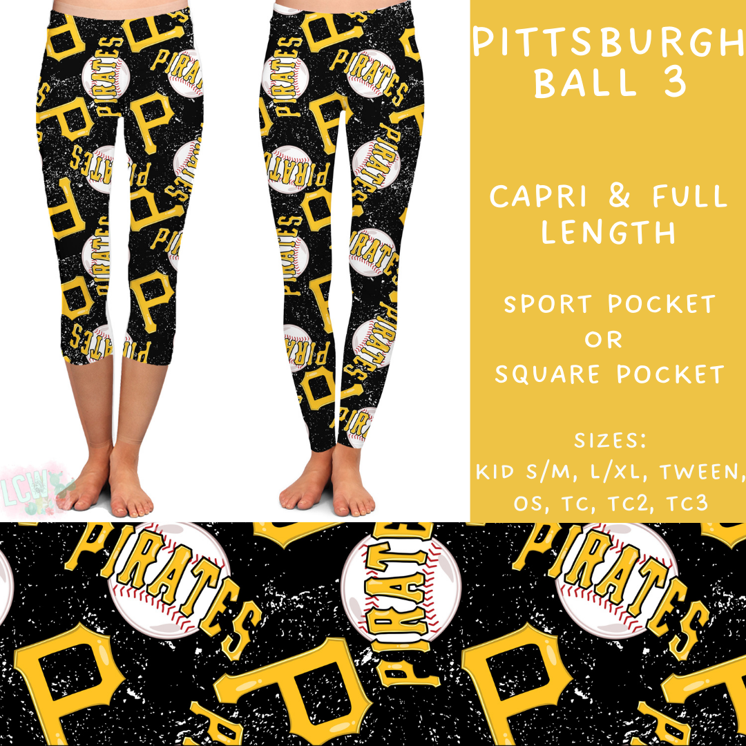 Batch #343 - Home Run Collection - Closes 5/22 - ETA mid July - Pittsburgh Ball 3 Full and Capri Length Leggings