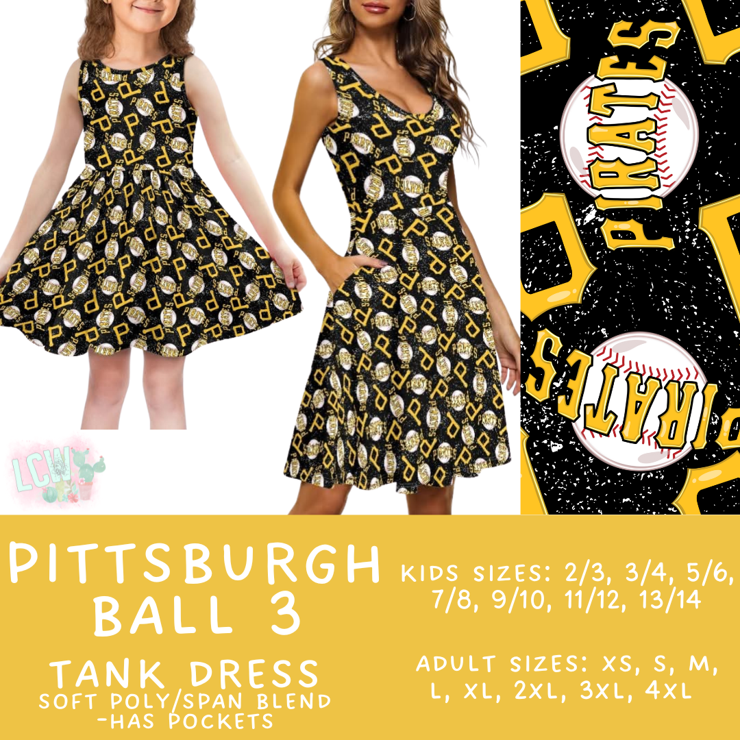 Batch #343 - Home Run Collection - Closes 5/22 - ETA mid July - Pittsburgh Ball 3 Women's & Girl's Tank Dress