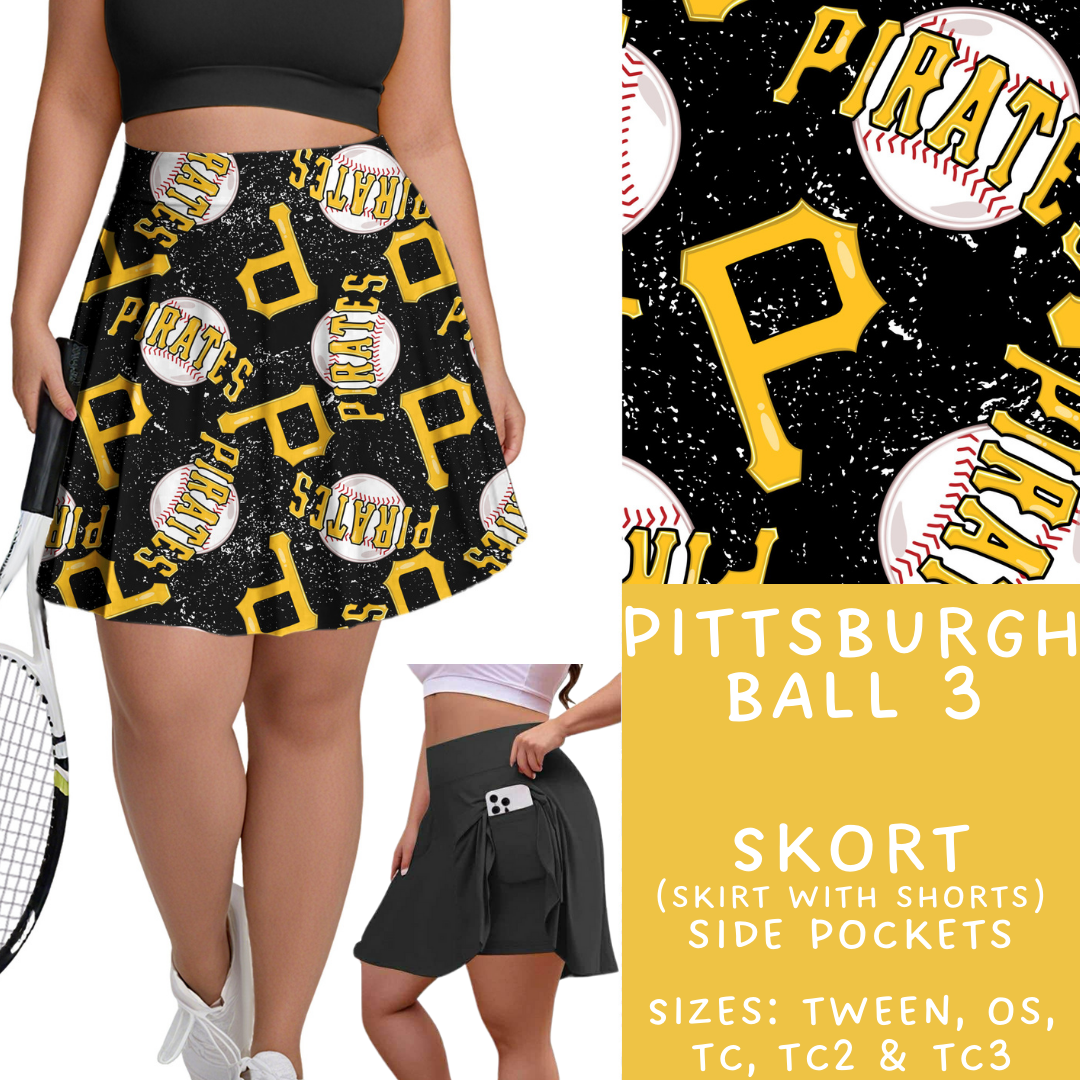 Batch #343 - Home Run Collection - Closes 5/22 - ETA mid July - Pittsburgh Ball 3 Skort