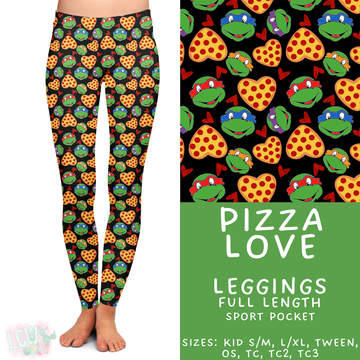 Batch #457 - Magical Character Love Collection - Closes 12/1 - ETA mid Jan - Pizza Love Full Length Leggings