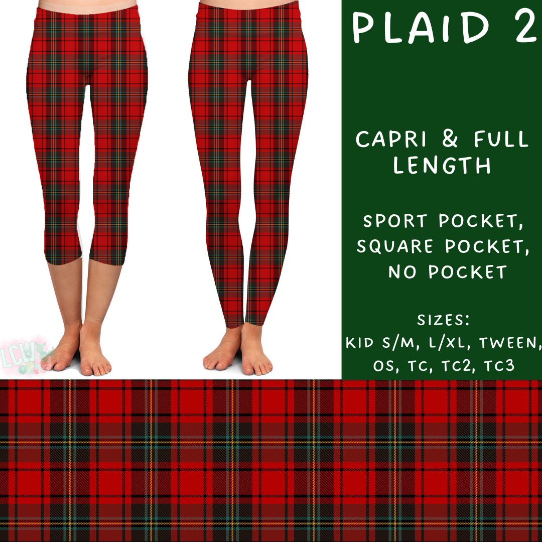 Batch #231 - Tis The Season - Closes 10/31 - ETA early/mid Dec - Plaid 2 Full and Capri Length Leggings