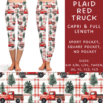 Batch #231 - Tis The Season - Closes 10/31 - ETA early/mid Dec - Plaid Red Truck Full and Capri Length Leggings