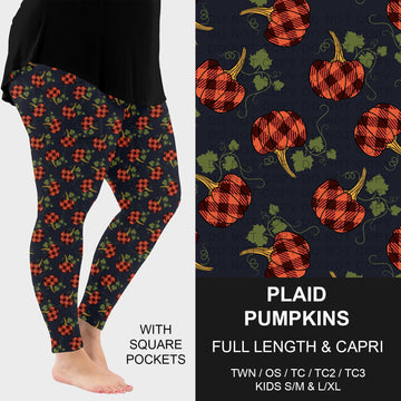 B299 - Preorder Plaid Pumpkins Leggings w/ Pockets (Closes 7/12. ETA: mid Sept.)
