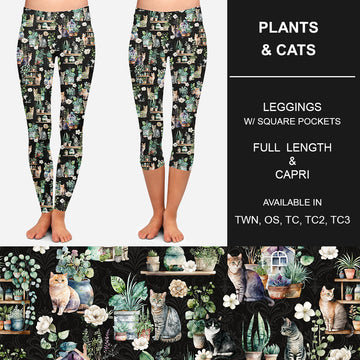 RTS - Plants and Cats Leggings w/ Pockets