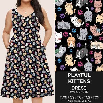 B217 - Preorder Playful Kittens Sleeveless Pocket Dress (Closes 3/12. ETA: late May)