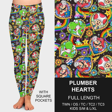 B197 - Preorder Plumber Hearts Leggings w/ Pockets (Closes 12/01. ETA late Jan.)