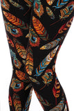 Embroidered Feather Soft Leggings