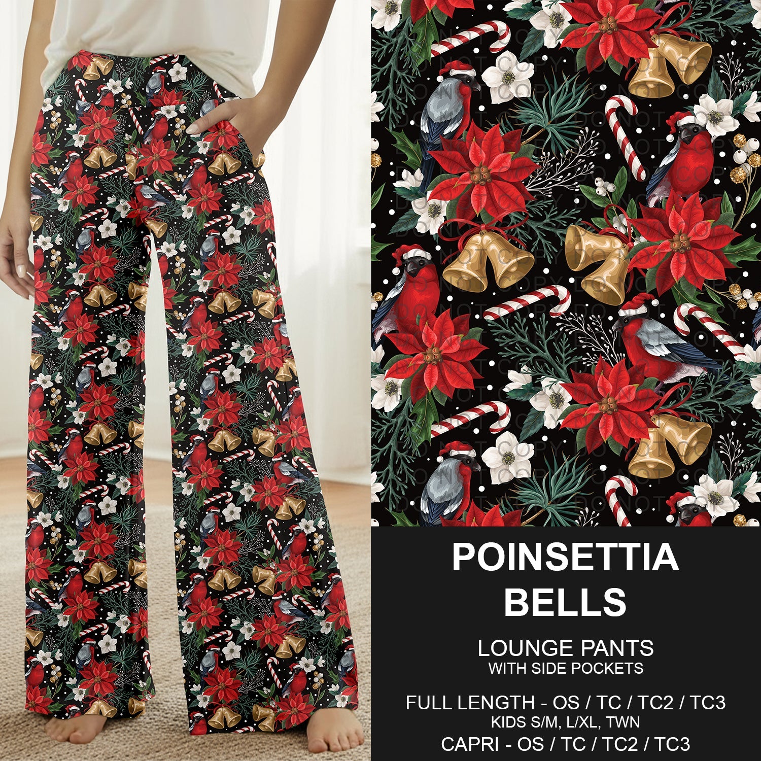B312 - Preorder Poinsettia Bells Lounge Pants (Closes 9/13. ETA: mid Nov.)