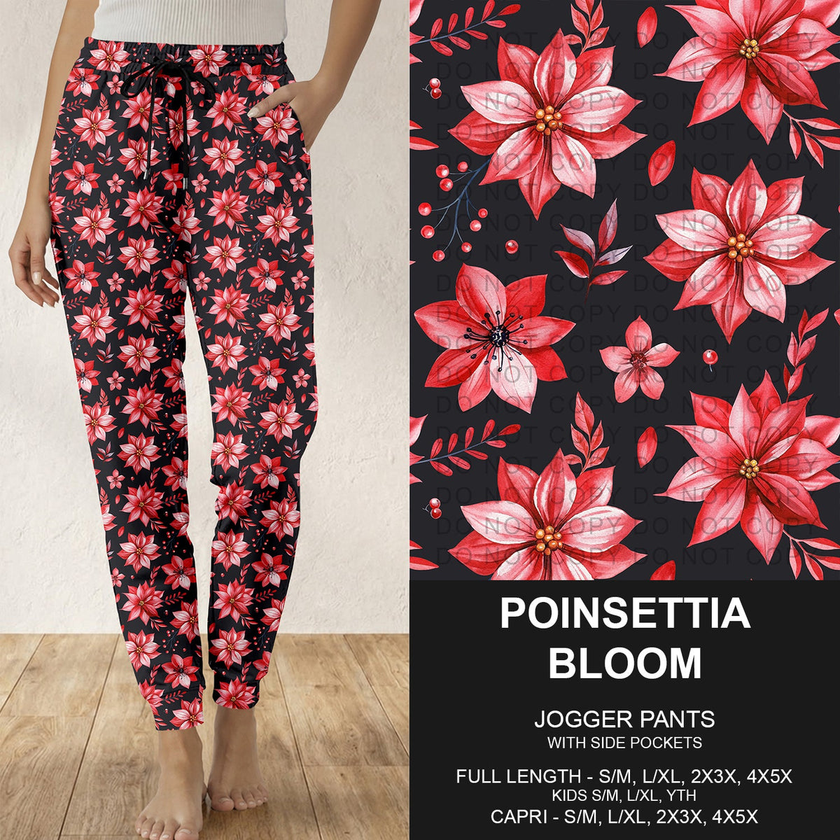 B315 - Preorder Poinsettia Bloom Joggers (Closes 10/04. ETA: early Dec.)